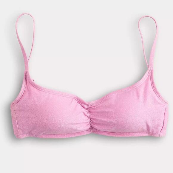 Ninety Nine Shirred Bralette Hi Leg V Waist Cheeky Bikini Swim Set Pink Shine M - Picture 3 of 10